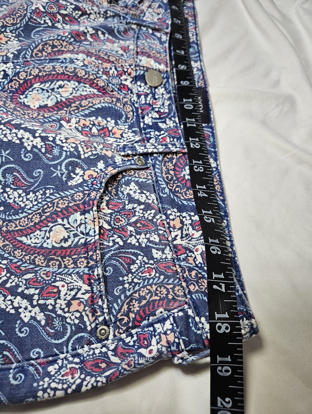 NYDJ for Chico’s Paisley Print Skinny Jeans Women’s Size 16 Blue Stretch Ankle - Picture 6 of 8